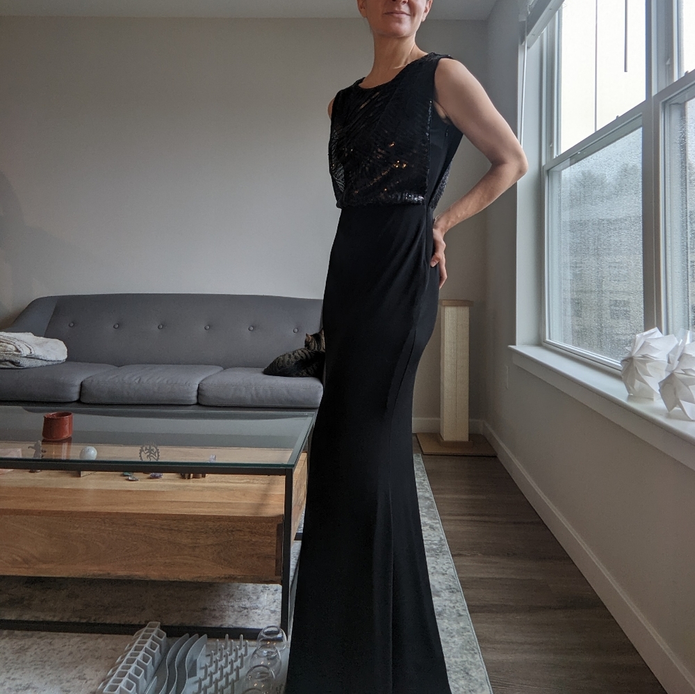 Calvin Klein Sequin & Luxe Jersey Gown